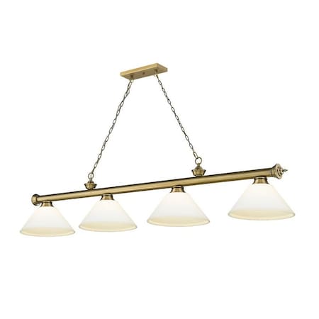 Z-Lite Cordon 4 Light Billiard, Rubbed Brass & Matte Opal 2306-4RB-AMO14